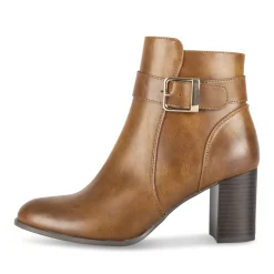 Bottines COGNAC Femme Motif Uni Fermeture éclair