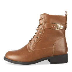 Bottines COGNAC Femme Motif Uni Lacets