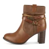 Bottines COGNAC Femme Motif Uni Fermeture éclair