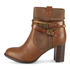 Bottines COGNAC Femme Motif Uni Fermeture éclair
