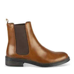 Bottines COGNAC Femme Motif Uni Elastique