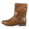 Bottines COGNAC Femme Motif Chaîne Fermeture éclair