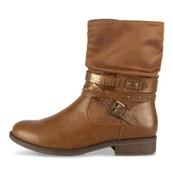 Bottines COGNAC Femme Motif Chaîne Fermeture éclair