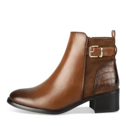 Bottines COGNAC Femme Motif Uni Fermeture éclair
