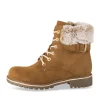 Bottines COGNAC Femme Motif Fausse Fourrure Lacets