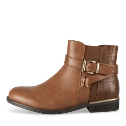 Bottines COGNAC Femme Motif Animal Fermeture éclair