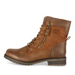 Bottines COGNAC Femme Motif Animal Lacets