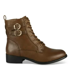 Bottines COGNAC Femme Motif Animal Lacets