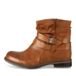 Bottines COGNAC Femme Motif Uni Fermeture éclair