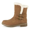 Bottines COGNAC Femme Motif Fausse Fourrure Fermeture éclair