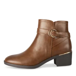 Bottines COGNAC Femme Motif Uni Fermeture éclair