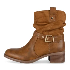 Bottines COGNAC Femme Motif Uni Fermeture éclair