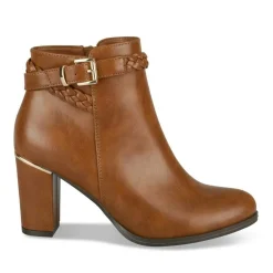 Bottines COGNAC Femme Motif Uni Fermeture éclair