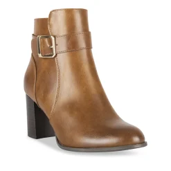 Bottines COGNAC Femme Motif Uni Fermeture éclair