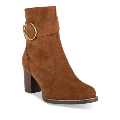 Bottines COGNAC Femme Motif Uni Fermeture éclair