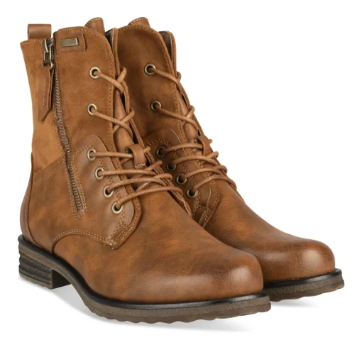 Bottines COGNAC Femme Motif Uni Lacets