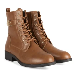 Bottines COGNAC Femme Motif Uni Lacets