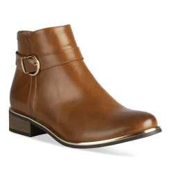 Bottines COGNAC Femme Motif Uni Fermeture éclair