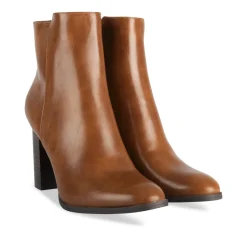Bottines COGNAC Femme Motif Uni Fermeture éclair