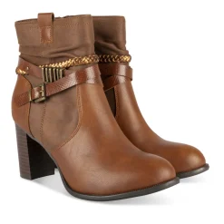Bottines COGNAC Femme Motif Uni Fermeture éclair