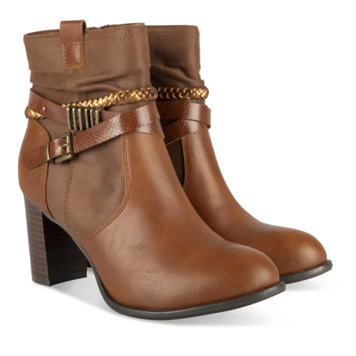 Bottines COGNAC Femme Motif Uni Fermeture éclair