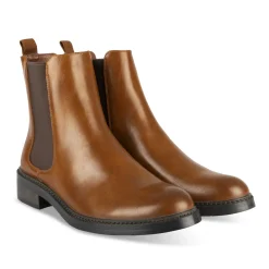 Bottines COGNAC Femme Motif Uni Elastique