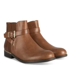 Bottines COGNAC Femme Motif Animal Fermeture éclair