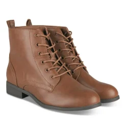 Bottines COGNAC Femme Motif Uni Lacets