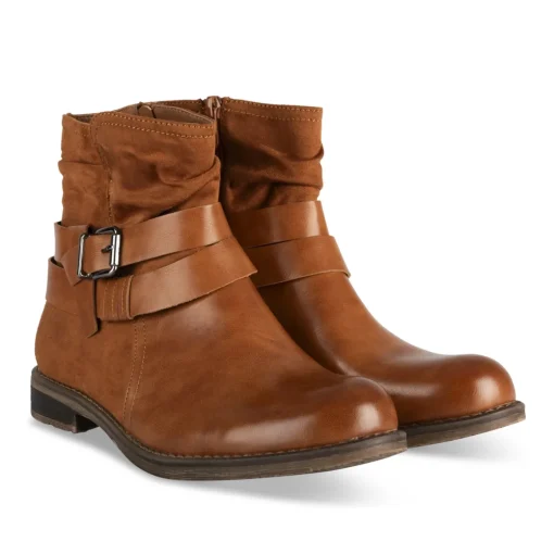 Bottines COGNAC Femme Motif Uni Fermeture éclair