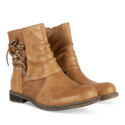 Bottines COGNAC Femme Motif Animal Fermeture éclair