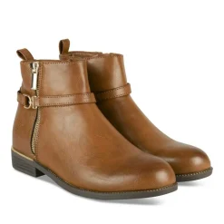 Bottines COGNAC Femme Motif Uni Fermeture éclair
