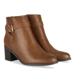 Bottines COGNAC Femme Motif Uni Fermeture éclair
