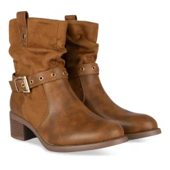 Bottines COGNAC Femme Motif Uni Fermeture éclair