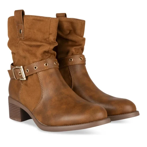 Bottines COGNAC Femme Motif Uni Fermeture éclair