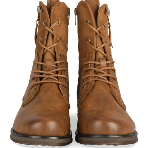 Bottines COGNAC Femme Motif Uni Lacets