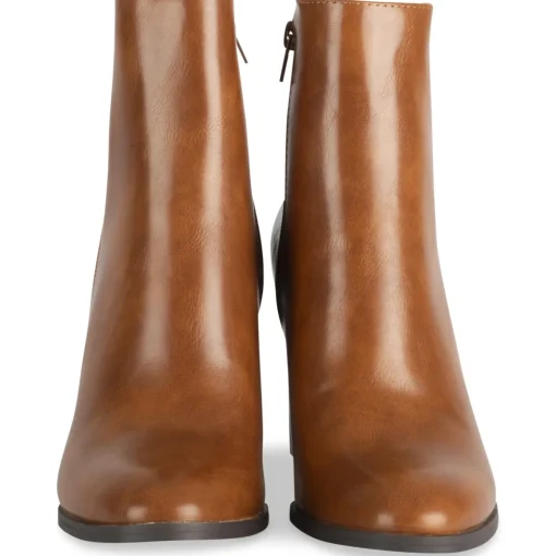 Bottines COGNAC Femme Motif Uni Fermeture éclair