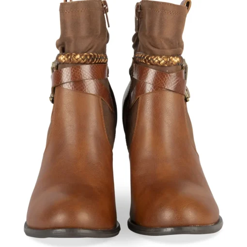 Bottines COGNAC Femme Motif Uni Fermeture éclair