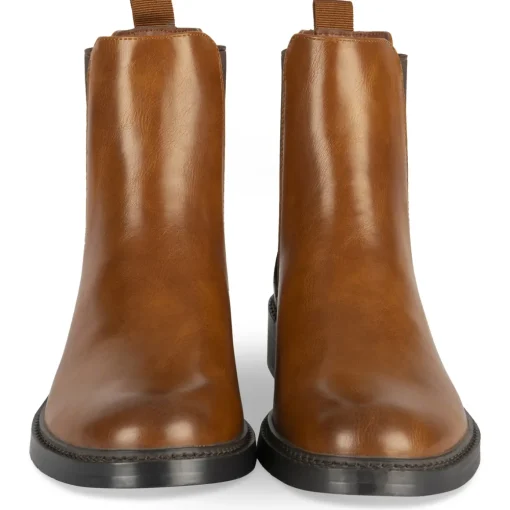 Bottines COGNAC Femme Motif Uni Elastique