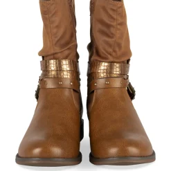 Bottines COGNAC Femme Motif Chaîne Fermeture éclair