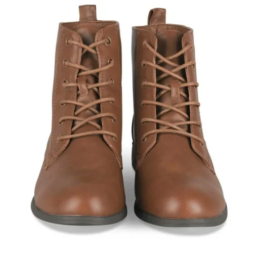 Bottines COGNAC Femme Motif Uni Lacets