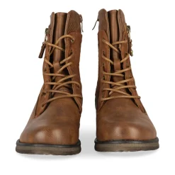 Bottines COGNAC Femme Motif Animal Lacets
