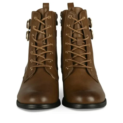 Bottines COGNAC Femme Motif Animal Lacets