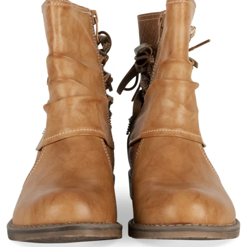 Bottines COGNAC Femme Motif Animal Fermeture éclair