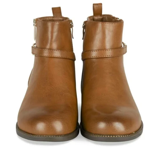 Bottines COGNAC Femme Motif Uni Fermeture éclair