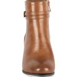 Bottines COGNAC Femme Motif Uni Fermeture éclair