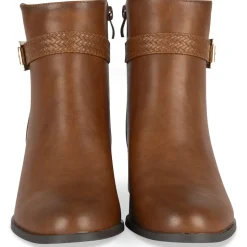 Bottines COGNAC Femme Motif Uni Fermeture éclair