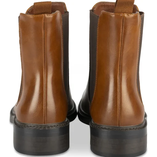 Bottines COGNAC Femme Motif Uni Elastique