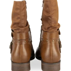 Bottines COGNAC Femme Motif Chaîne Fermeture éclair