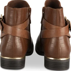 Bottines COGNAC Femme Motif Animal Fermeture éclair