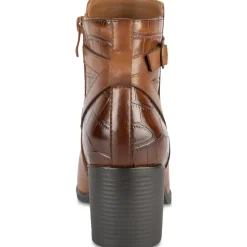Bottines COGNAC Femme Motif Uni Fermeture éclair